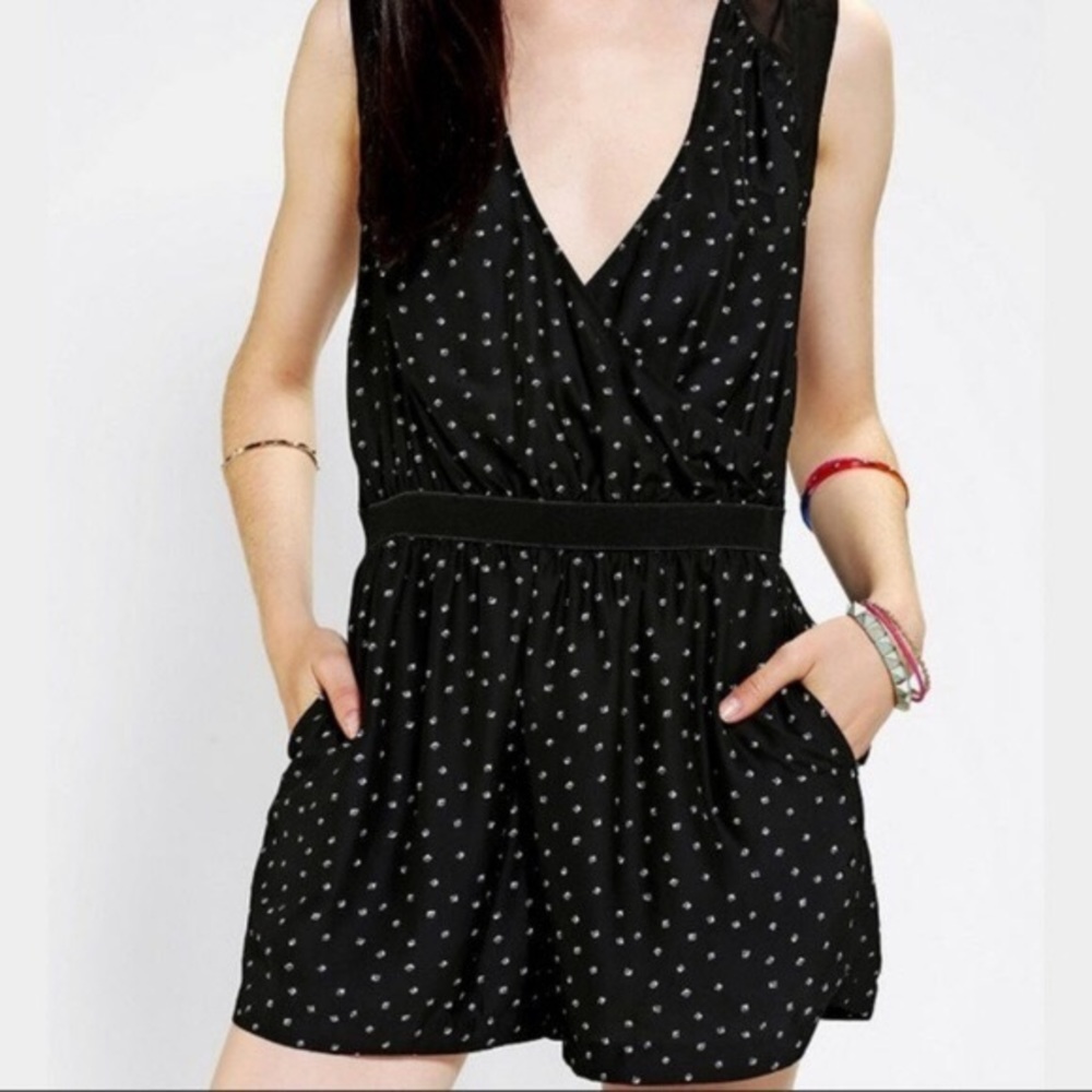 UO Silence and Noise Black Printed Romper